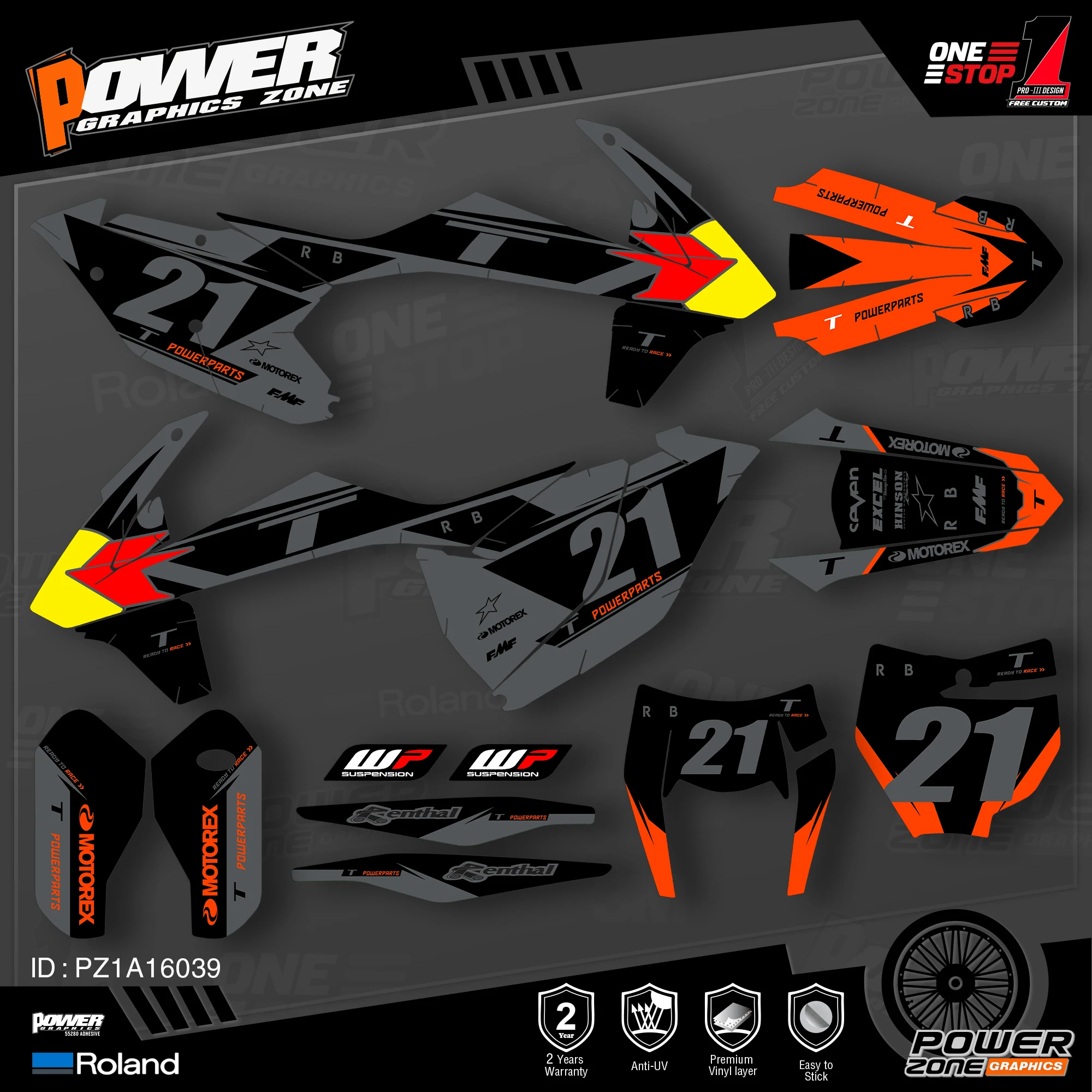 Персонализированные графические фоны PowerZone Team Набор наклеек для KTM SX SXF MX 16-18 EXC XCW