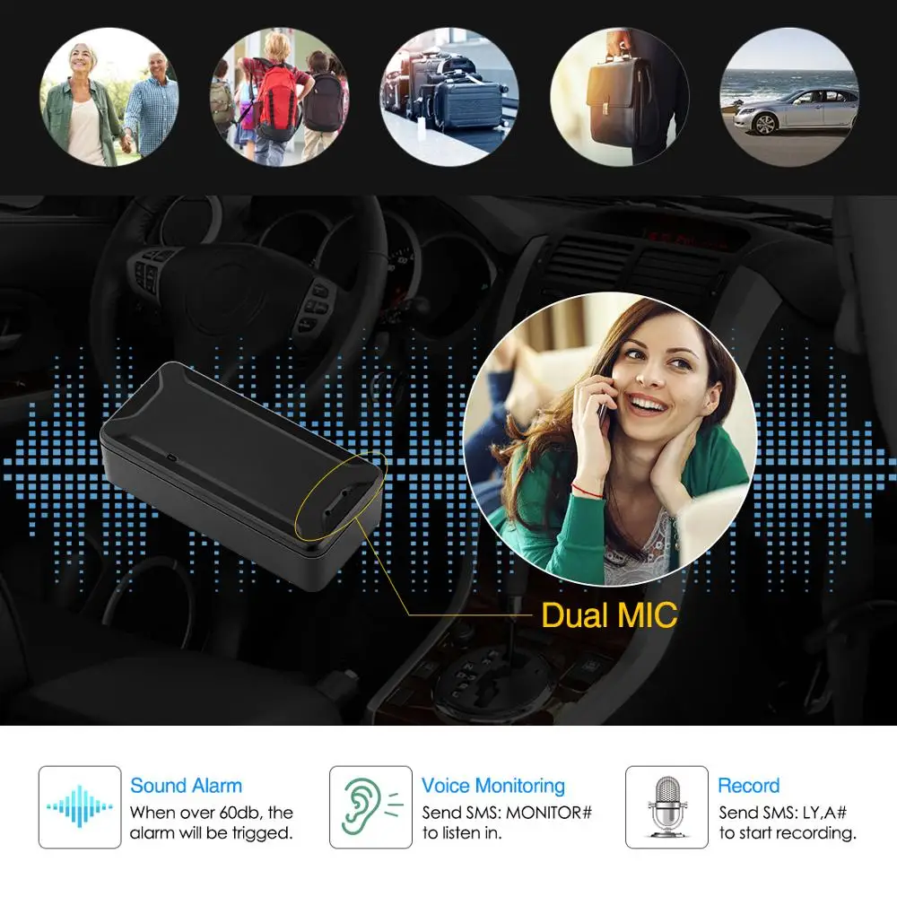 AT2 мини gps трекер для автомобиля детей человек голосовой монитор Запись локатор