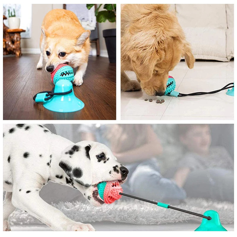 

Pet Dog Toys Silicon Suction Cup Tug dog toy Dogs Push Ball Toy Pet Tooth Cleaning Dog Toothbrush For Puppy Dog Biting Toy