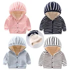 Одежда для маленьких мальчиков; Куртка; Детская куртка с капюшоном 2020 на осень-зиму Новинка; Куртка с плисовой отделкой для флисовая куртка-кардиган для мальчиков и девочек, От 0 до 3 лет