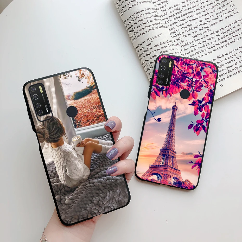 Чехол для Tecno Spark 5 чехол телефона Pro Модный с художественной этикеткой черный из