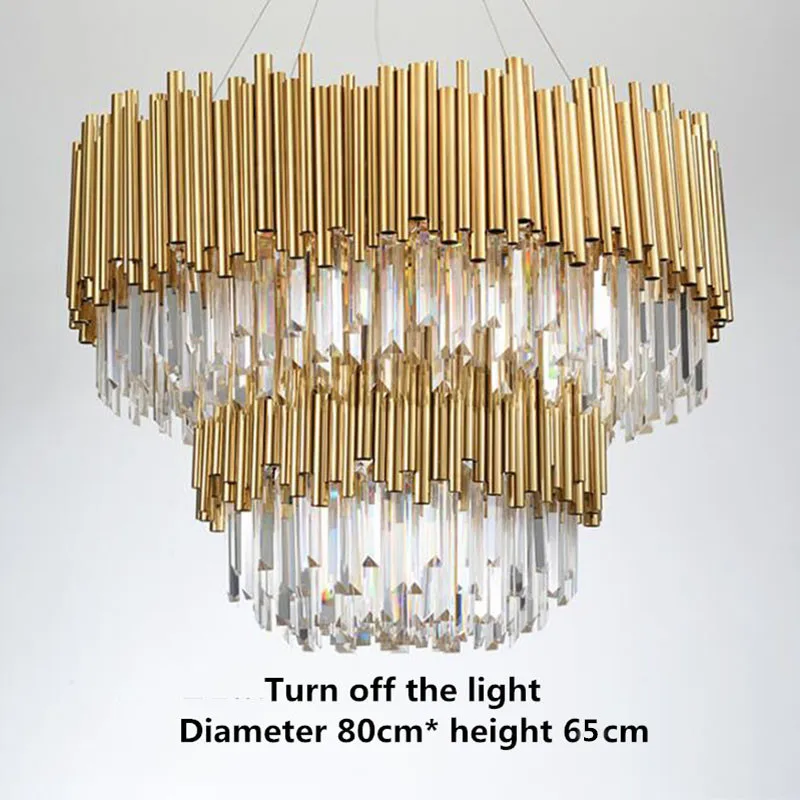 

Modern Luxury Crystal Chandelier living room LED Crystal Chandelier Dining Room Round stainless steel Hanging Fixtures