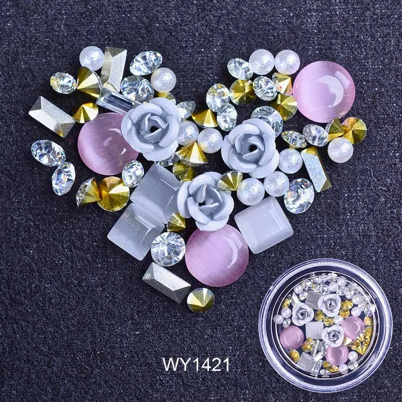 WY1421 3D ногтей Стразы, Роза ювелирных изделий различных DIY драгоценные камни Очаровательная обувь украшенная разноцветными стразами ногтей гель для украшения с блестками и украшениями, аксессуары для ногтей - Цвет: WY1421