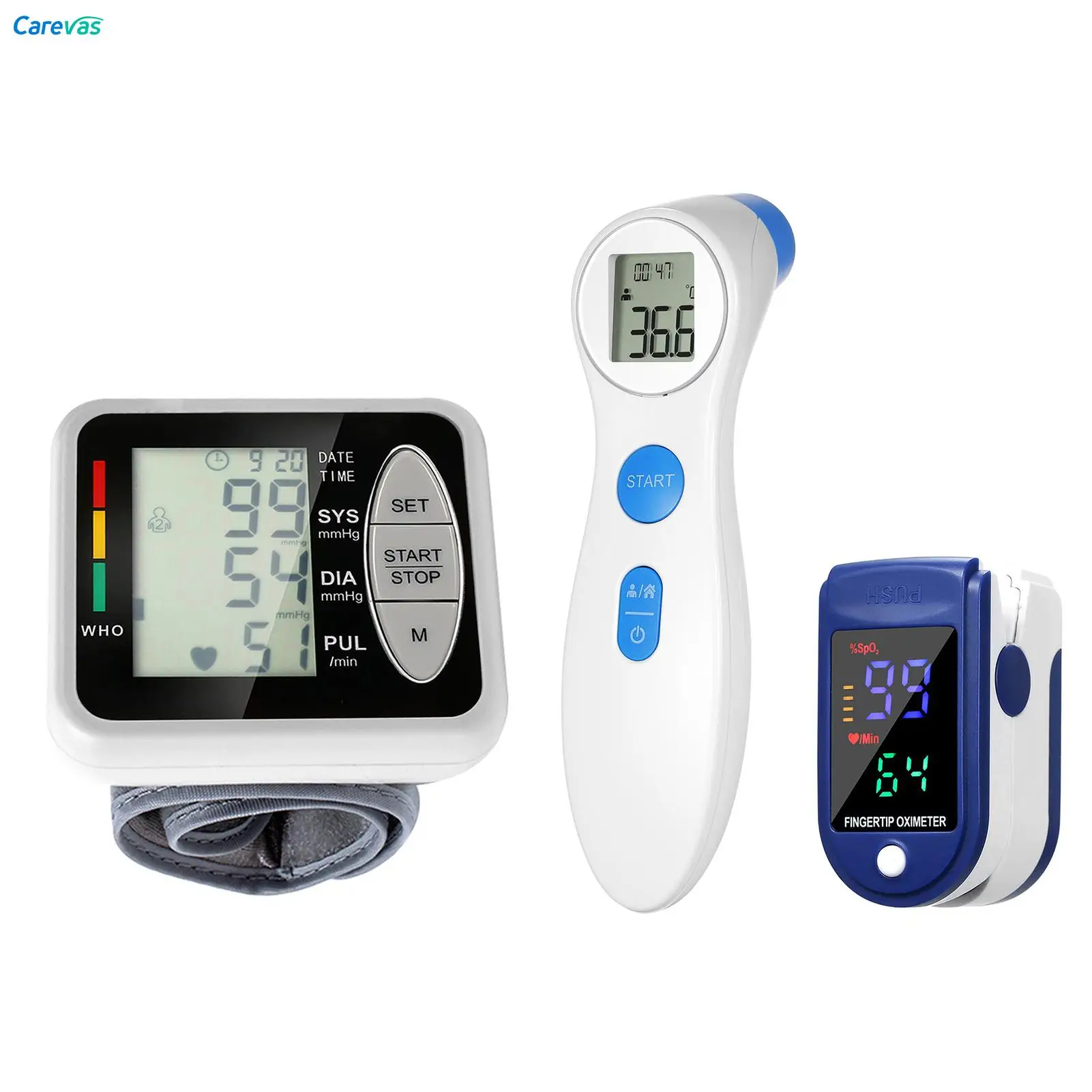 

Fingertip Pulse Oximeter + Wrist Blood Pressure Monitor Sphygmomanometer Tonometer +Digital Thermometer Fever Thermometer Baby