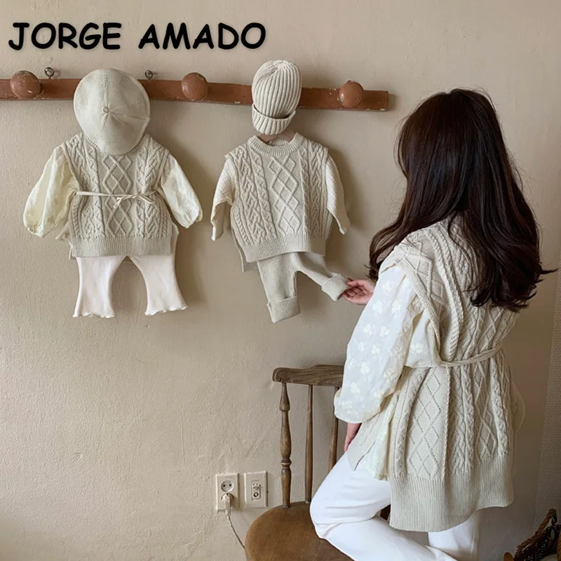 

Весна 2022, жилет для маленьких девочек и мальчиков Ins, вязаная куртка без рукавов, жилет, свитер, куртка, Детское пальто, шерстяная теплая одеж...