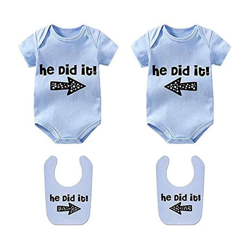 YSCULBUTOL детские комбинезоны для близнецов He/She Did It Twins наряд хлопковые младенцев с