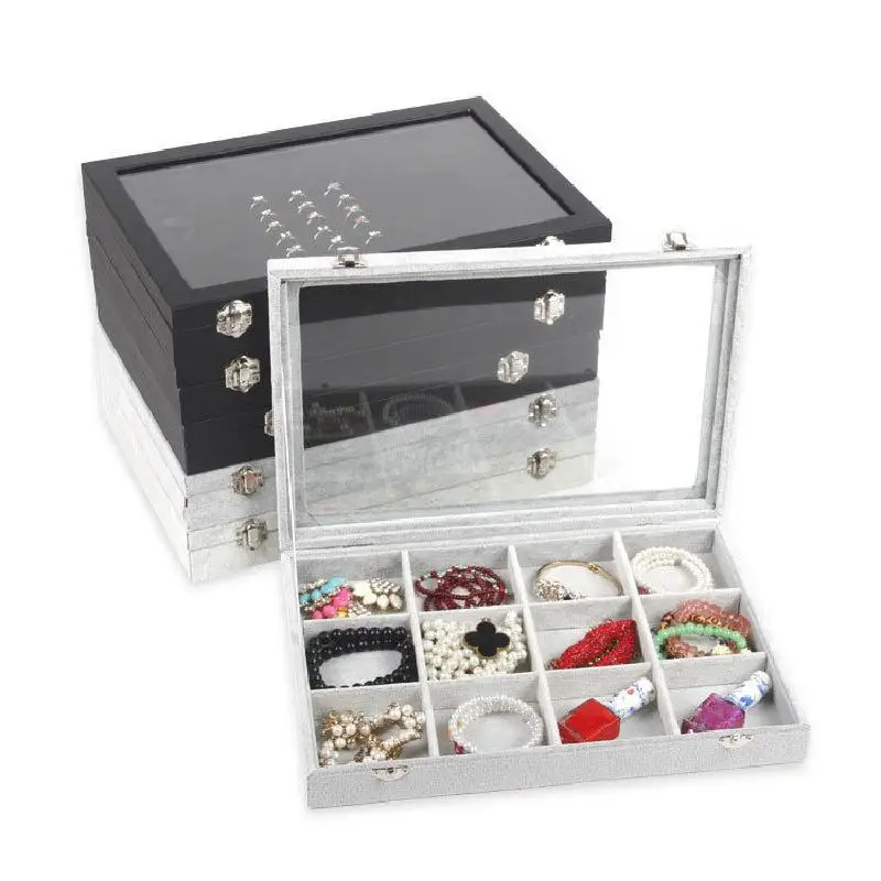 

Фланелевая шкатулка для хранения драгоценностей, поднос для коллекции ожерелий, колец, серег, Сортировочная коробка для ювелирных изделий