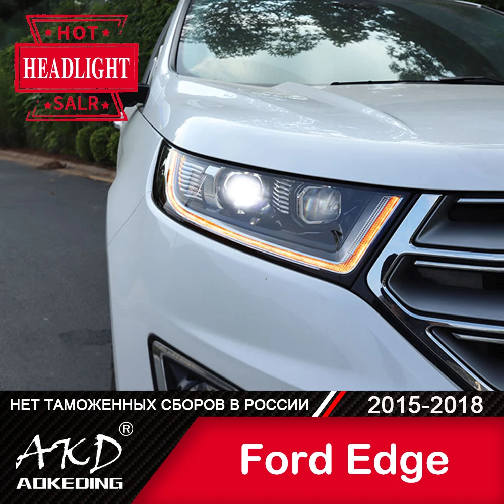 

For Car Ford Edge Head Lamp 2015-2018 Car Accessory Fog Lights Day Running Light DRL H7 LED Bi Xenon Bulb New Edge Headlights