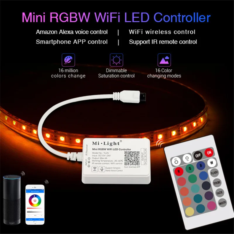 Светодиодный мини контроллер MiBoxer Mini RGB WiFi RGBW светильник Mi 5 в 1 светодиодный для
