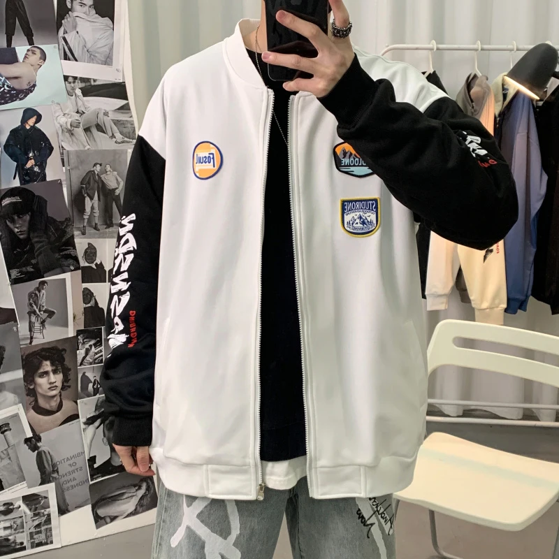 Мужские Бейсбольные куртки куртки-бомберы в японском стиле уличные Харадзюку с