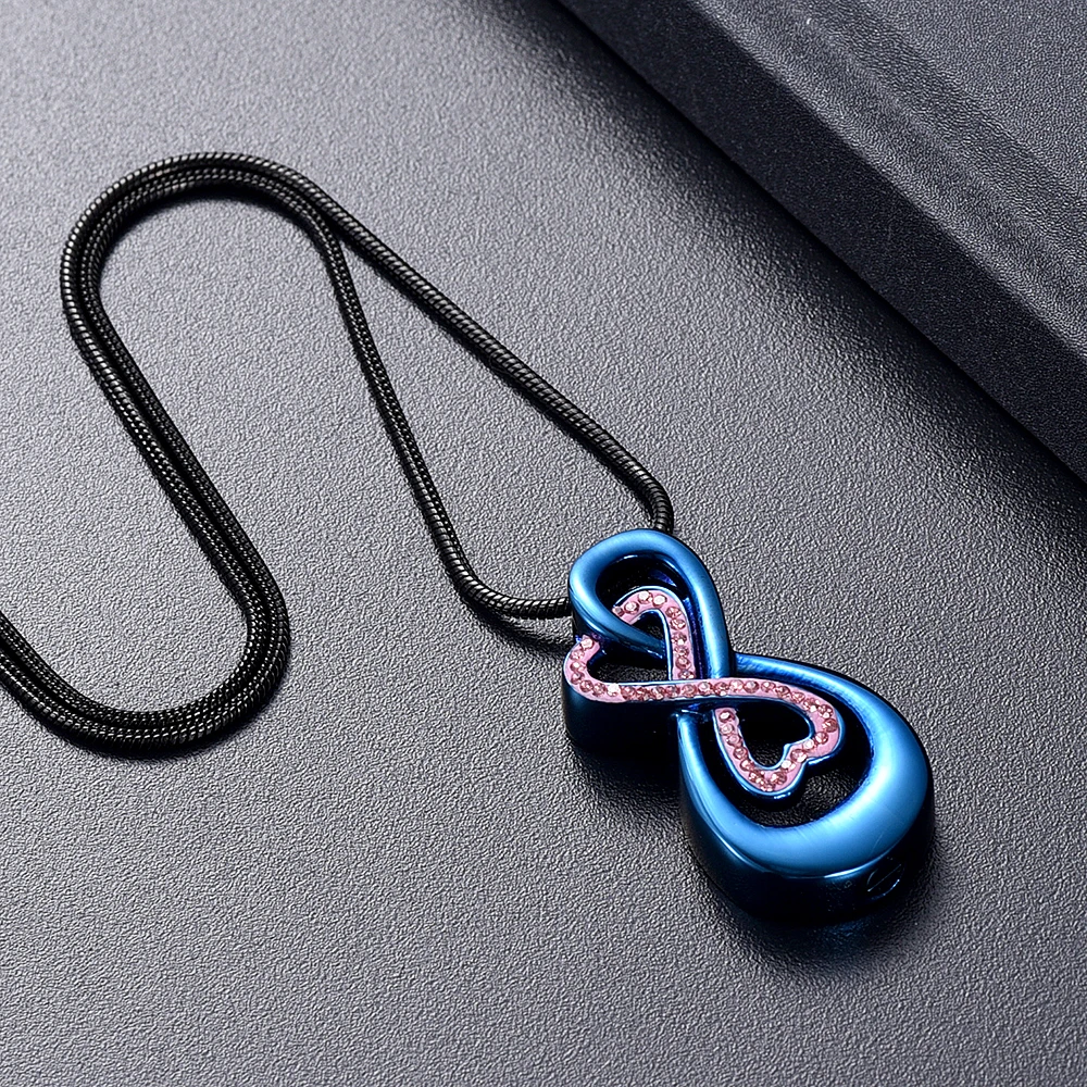 

IJD10010 Infinity Keepsakes Cremation Urn Necklace Jewelry Love Me Forever for Woman/Man Human Pet Blue Pendant Ashes Jewelry
