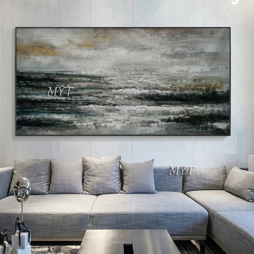 

No Framed Hand Painted Pure Handmade Abstract Black And White Oil Painting On Canvas Knife Texture Wall Decor Paintings Art Pic