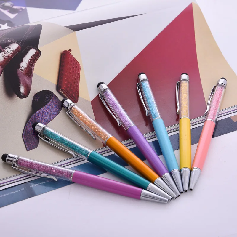 10 цветов металлическая шариковая ручка со стразами модный креативный стилус