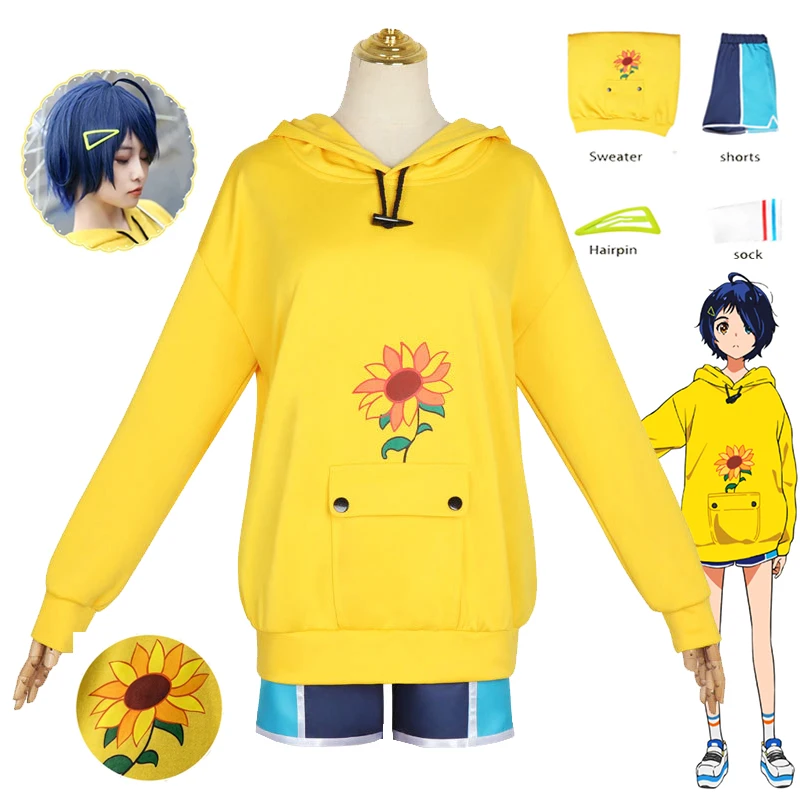 

Anime Cosplay WONDER EGG PRIORITY Ohto Ai Pullover Cosplay Costumes Hoodie Cute Yellow Sweatshirt Loose Style Unisex Casual Suit