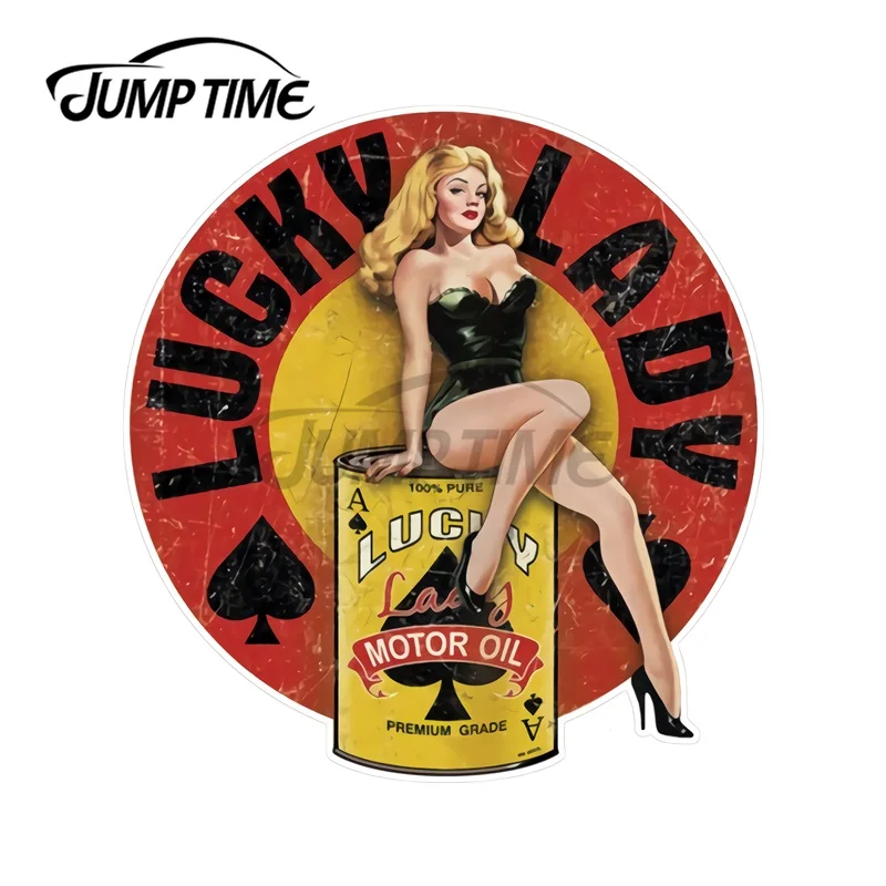 

JumpTime 13x12,2 см копия дамы удачи Pin Up рокабилли дизайн багажника ветровое стекло личные автомобильные наклейки водонепроницаемые RV наклейка