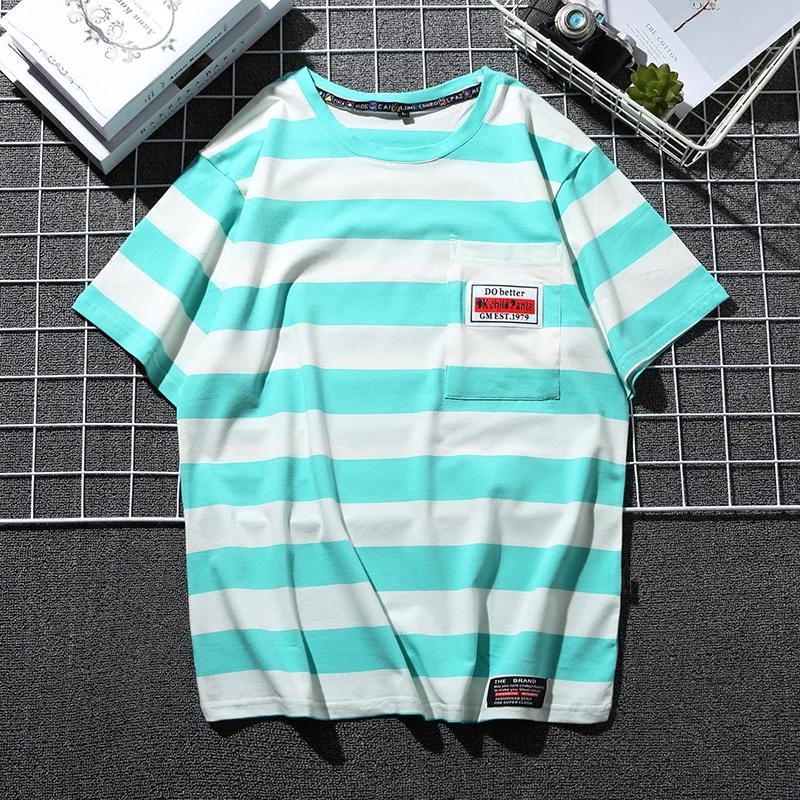 

summer striped polo shirts for men short sleeve pockets tees plus size 8XL 9XL cotton oversize polo shirt loose tops green 58 60