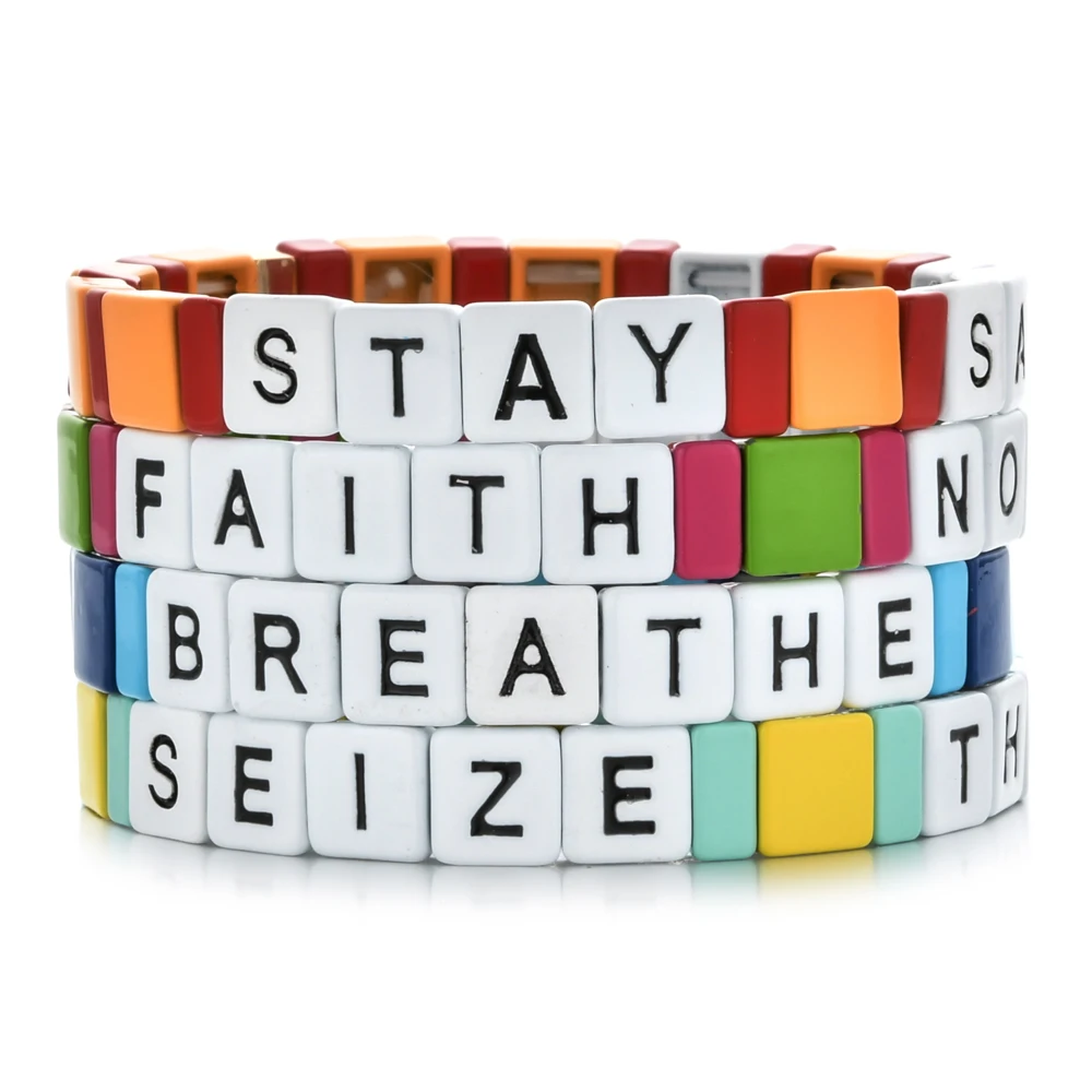 Новый Boho DIY со словом рисунком именем буквами браслет дружбы плитка Бусы Браслеты