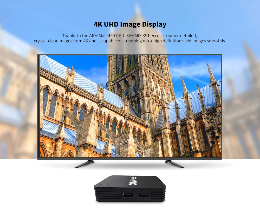 SAMMIX K91 Smart tv Box Amlogic S905L армированный Mali-450 телеприставка 1 Гб ram+ 8 Гб rom 2,4 ГГц Wi-Fi RealVideo 8 9 10 H.265 поддерживает 4K