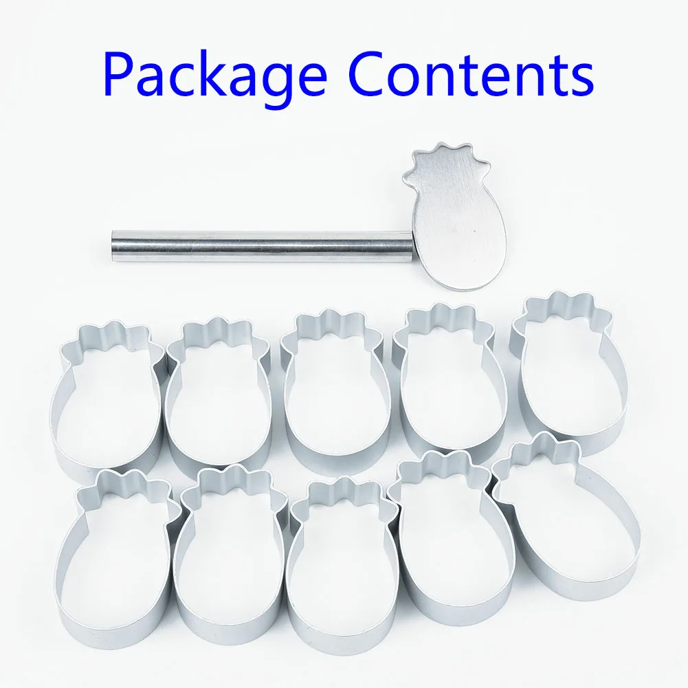 

10pcs Pineapple Shape Cake Pie Biscuit Cutter Bread Mold With 1 Pressing Mould Stainless Steel Baking Tools Kitchen Accessories