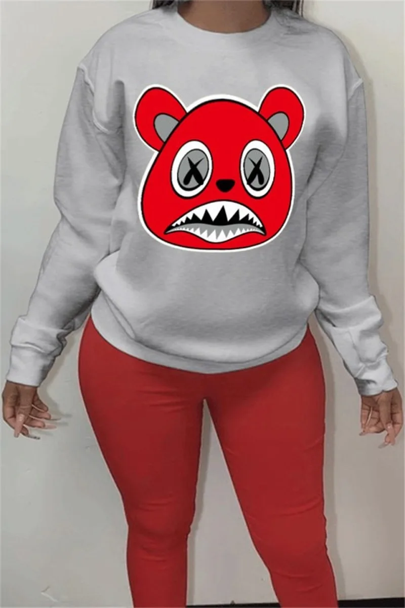 

Oversized hoodie Printed round neck long sleeve women's Sweatshirts female Casual Winter Pullovers