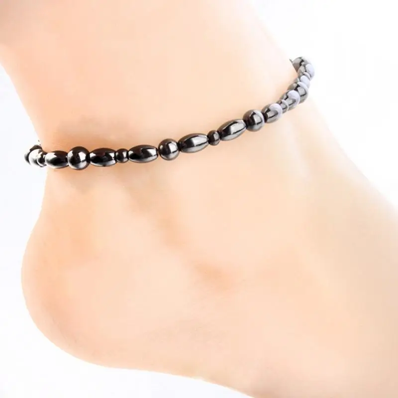 1 Pc Natural Magnetic Black Gallstone Magnetic Therapy Ankle For Women And Men Elastic Anklets Jewelry Gift New 2020 Hot Sale