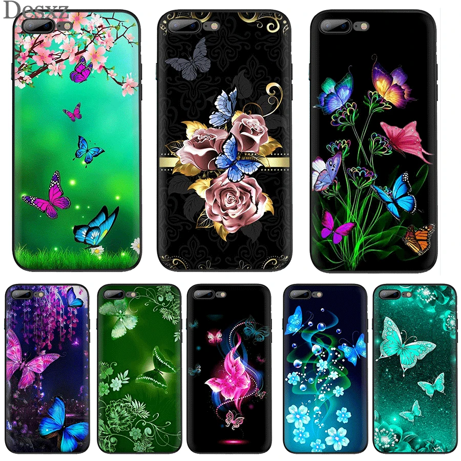 Чехол для мобильного телефона TPU iPhone 11 Pro X XR XS Max 7 8 6 6s Plus SE 5 5S чехол Бабочка белые