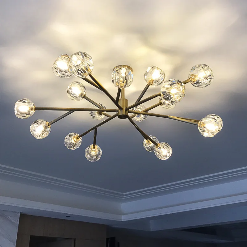 Постмодерн стеклянный шар люстра Северная Европа медная Хрустальная круглая