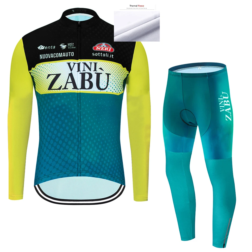 

2021 ZABU Winter Thermal Fleece Long Sleeve Cycling Jersey Set Cycling Bib Pants Ropa Ciclismo Bicycle Clothing Clothes Suits