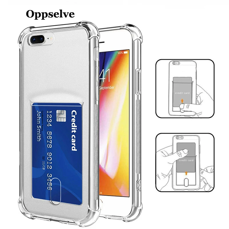 Модный противоударный бампер прозрачный силиконовый чехол для карт iPhone 11 X XS Max XR 8