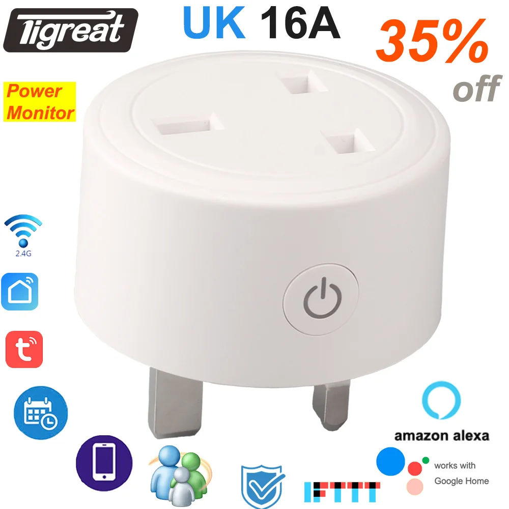 Tigreat умная розетка Wi Fi Великобритания Wifi Tuya жизнь приложение таймер