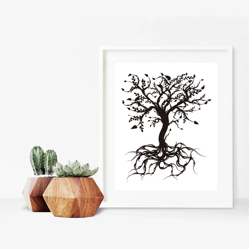 

Wall Art Black White Paintings Abstract Tree of Life Nordic Canvas Posters and Prints Living Room Bedroom Corridor Decoration