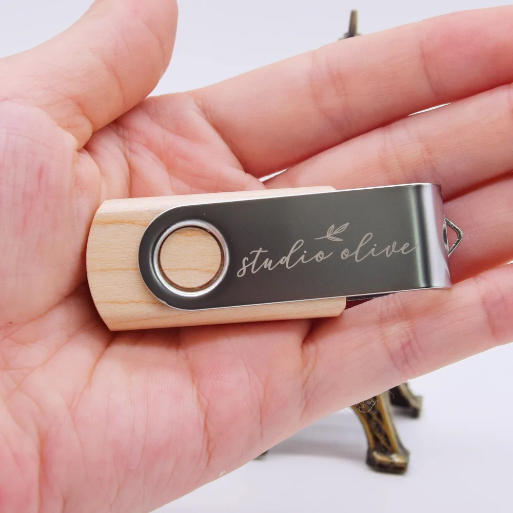 Rotable Metal Clip + деревянная USB флешка 3 0 64 Гб Кленовая ручка привод 32 высокоскоростная