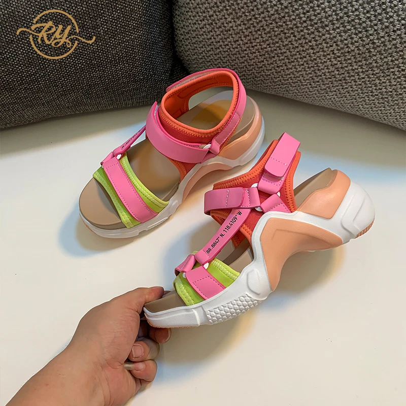 Женские сандалии на платформе из натуральной кожи высоком каблуке Роскошные для