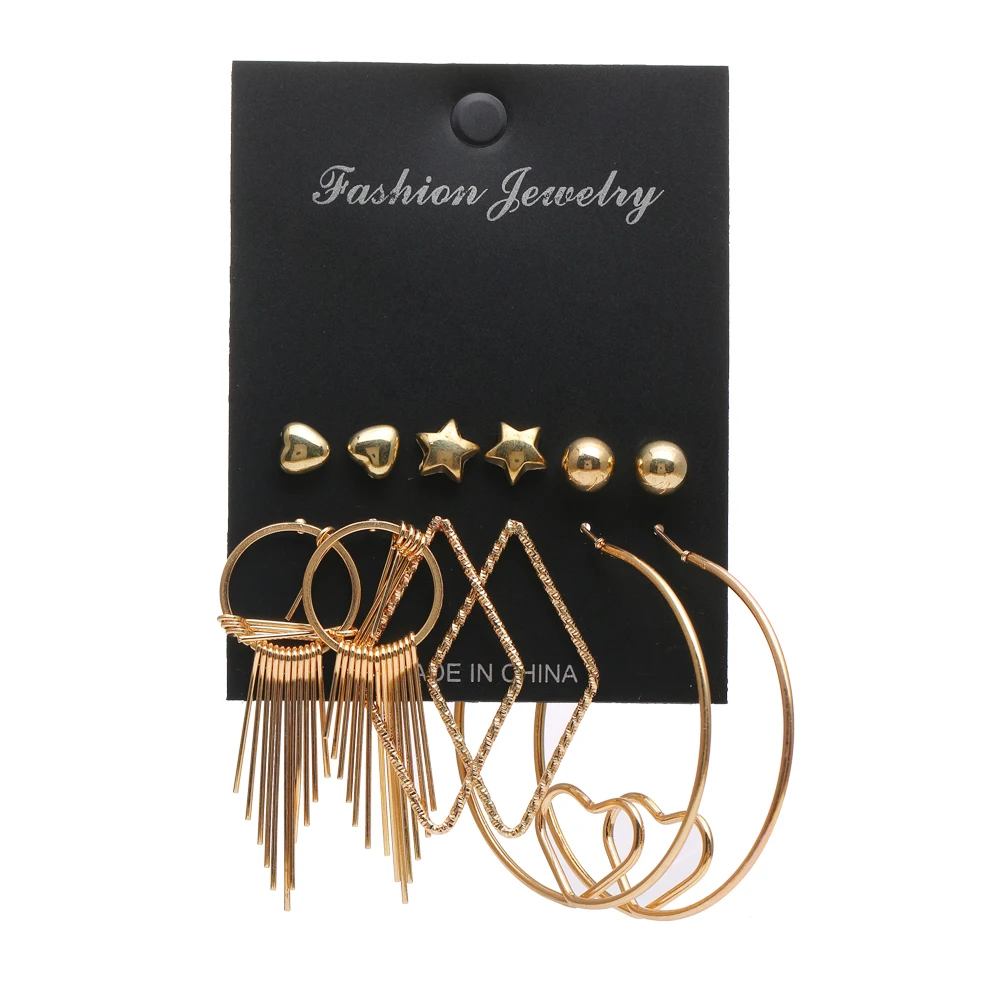 17IF серьги женские винтажные необычные кисточки круглые геометрия сережки