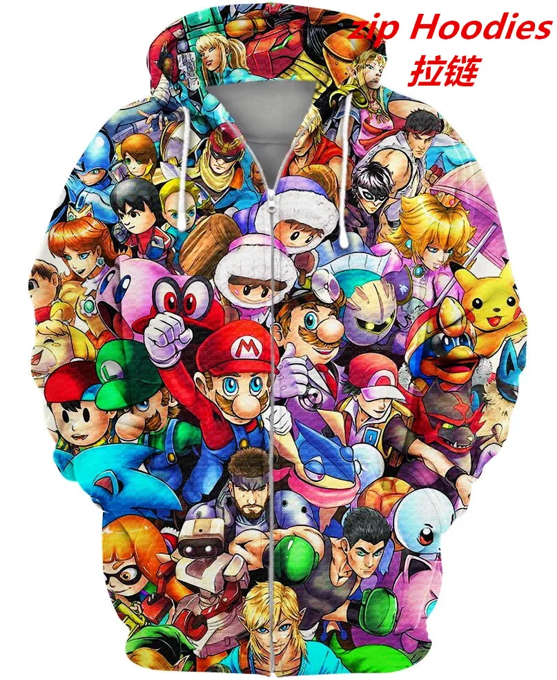 

2020 New Fashion anime game smash Chibi Smash Bros 3d hoodies/Sweatshirt Winter autumn funny long selvee Tops