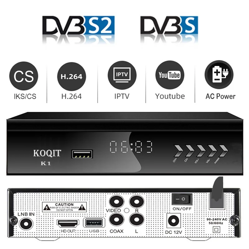 Koqit K1 металлический серверный приемник DVB S2 HD декодер бесплатно спутниковая ТВ
