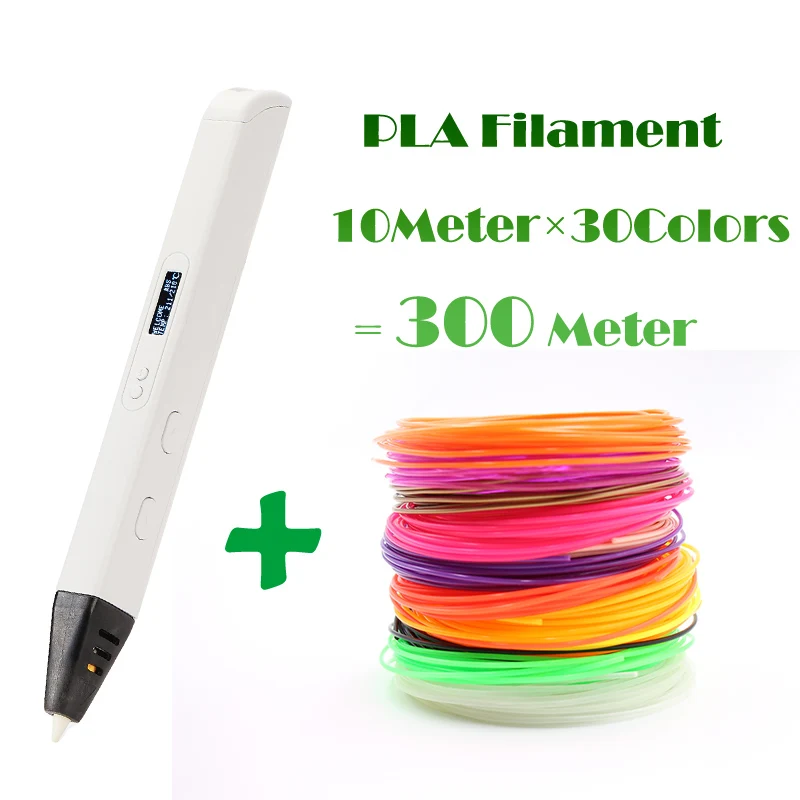 RP800A 3D профессиональная печать 3D ручка с oled-дисплеем поколение 3D Ручка для рисования художественного ремесла и образования - Цвет: White Add 300Meters