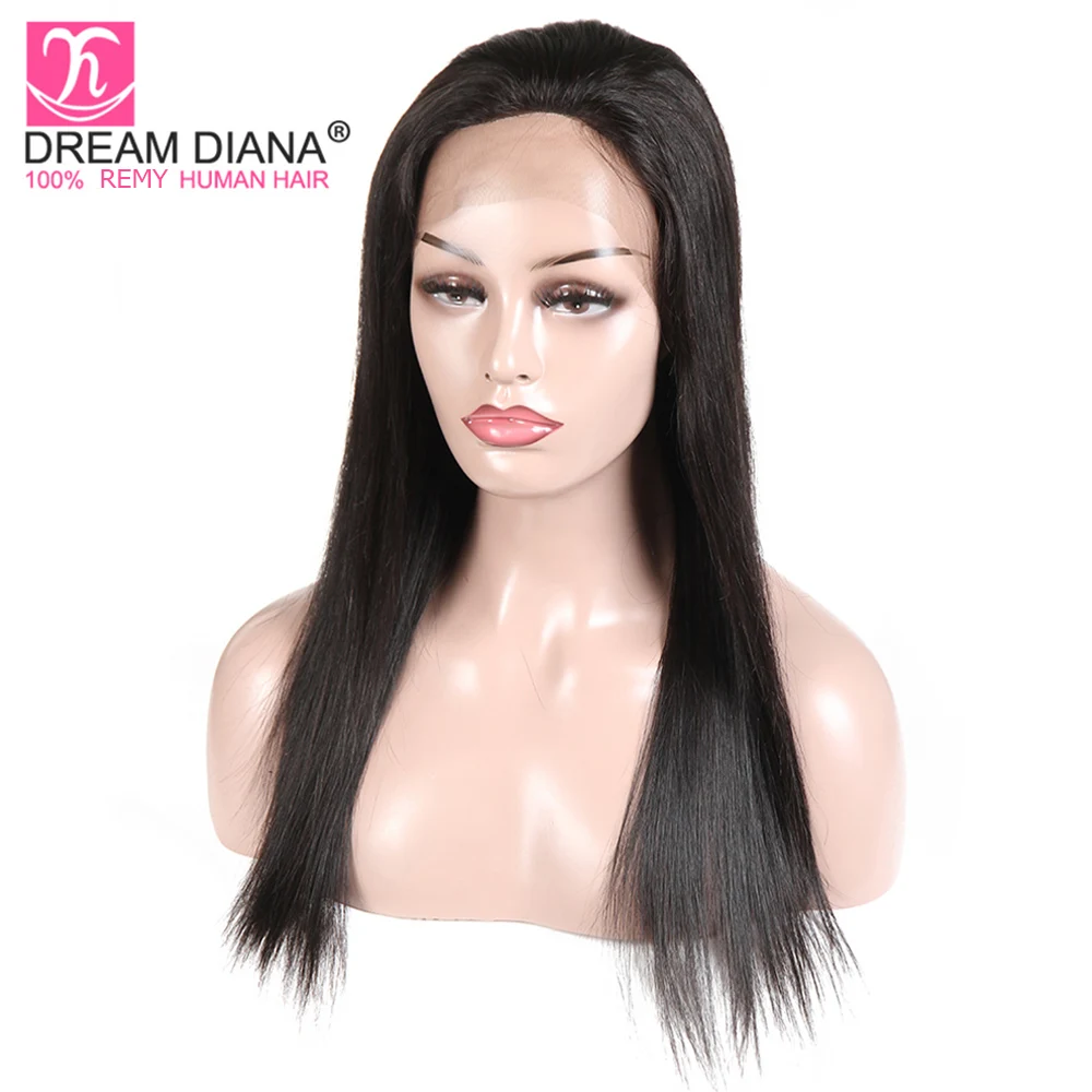 DreamDiana индийские шелковистые прямые 360 кружевные Парики 1"-26" Remy парики 360 кружевные фронтальные человеческие волосы парики бесклеевой парик с низким коэффициентом