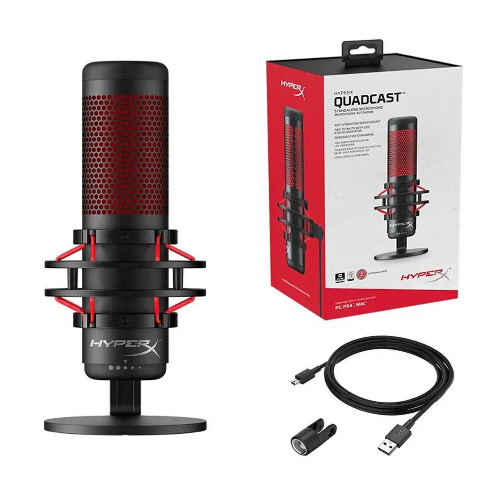 Kingston HyperX игровой микрофон QuadCast USB конденсаторный Pop Filte Gain Checkpoint для ПК PS4 и Mac-сети |