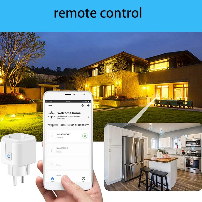 Intelligent Socket Tuya WiFi EU Smart Plug Adapter Wifi Switch Compatible with Alexa Voice Control 16A Life | Электроника
