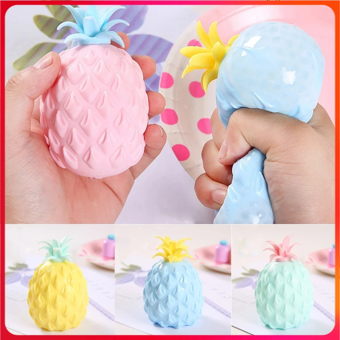 

New Relief Stress Fun Soft Pineapple Ball Stress Reliever Toy Children Adult Antistress Sensory Office Pressure Release Toy Gift