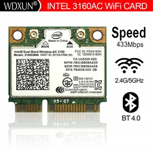 Беспроводной двухдиапазонный адаптер Intel Dual Band Wireless-AC 3160 AC3160 316AC AC3160HMW Half Mini PCI-Express, беспроводная Wlan + Bluetooth 4,0 Wi-Fi карта
