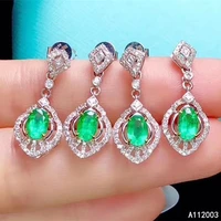 kjjeaxcmy fine jewelry 925 sterling silver inlaid natural gemstone emerald female earrings ear studs noble support detection