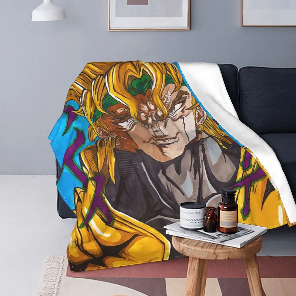 

Dio Brando Blanket Cover Anime Jojo's Bizarre Adventure Plush Throw Blanket Bed Sofa Decoration Lightweight Bedsprea