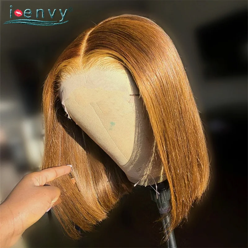 

Highlight Wigs Orange Blonde Lace Front Wig Ginger Bob Wig For Women Human Hair Ginger Brown Wig Peruvian Straight Lace Wig Remy