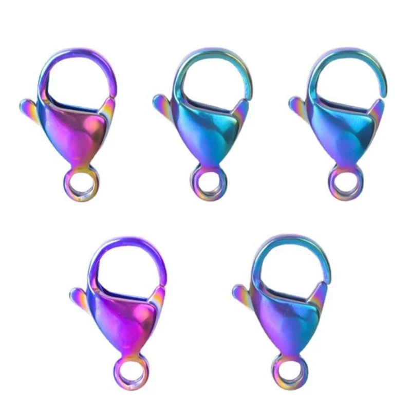 

10pcs/lot 11/15/18MM Colorful 304 Stainless Steel Lobster Clasps Claw Clasps for Necklace Jewelry Making Findings Accessories