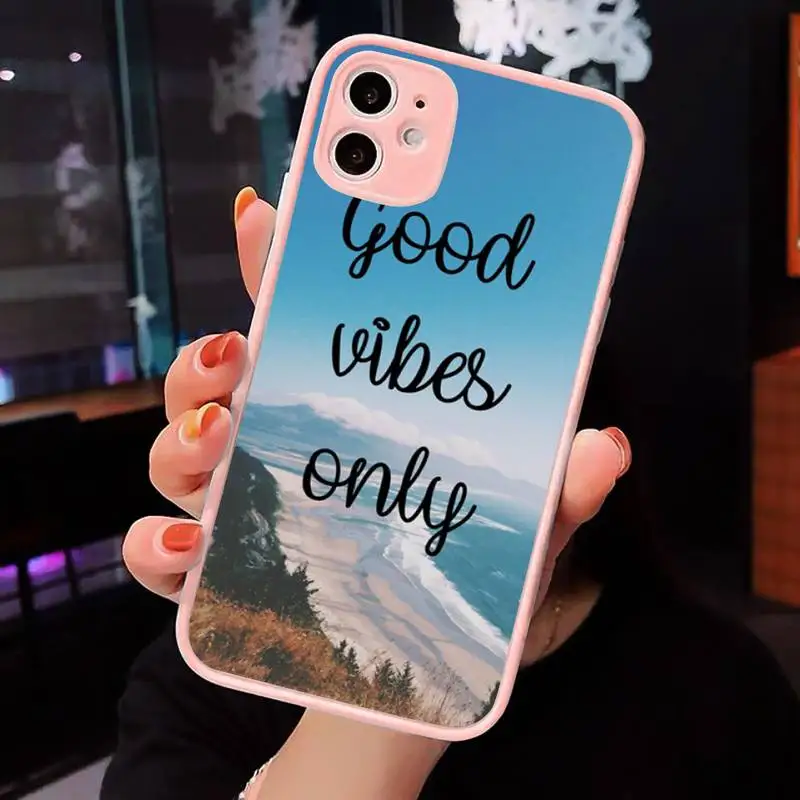 

Travel mountain sea beach quotes Phone Case Matte transparent For Pink iPhone 12 Mini 11 Pro XR XS Max 7 8 Plus X Back Cover