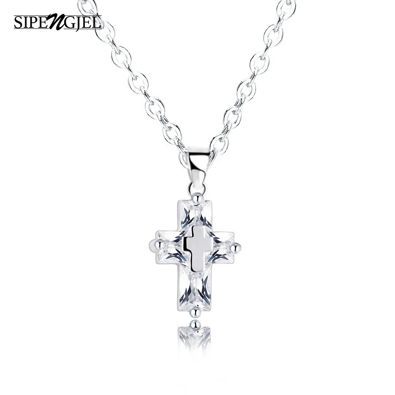 

Tiny Trendy Cubic Zirconia Cross Pendat Top Quality Clear Crystal Gold Necklace For Women Jewelry X-l0119