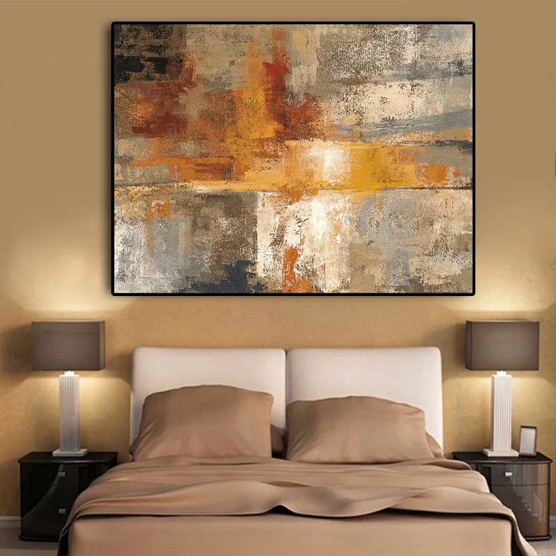 

hot sale handmade Abstract Yellow Cuadros Oil Painting Wall Decorative Pictures home Decoration For Living room bedroom decora