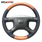 Чехол на руль автомобиля WCaRFun, черная искусственная кожа, для Mitsubishi Pajero 2004 2005 2006 2007 2008 2009 2010